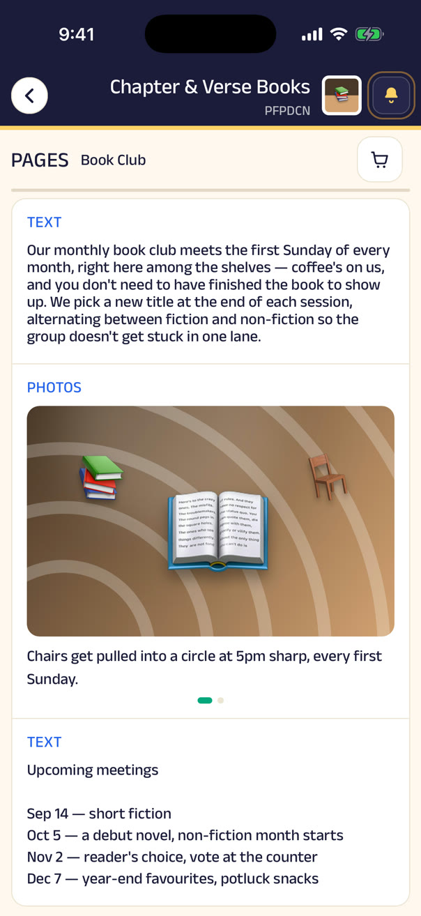 The Book Club page