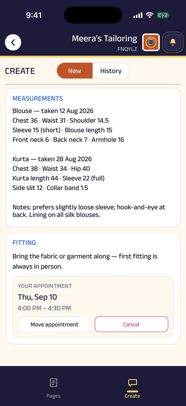 Measurements kept in the customer's own world